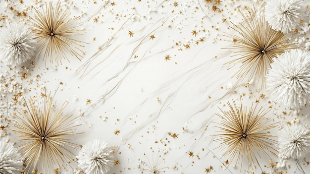 white background with small gold fireworks pattern