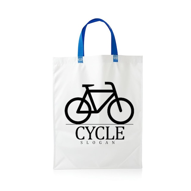 a white bag with a bicycle symbol on it