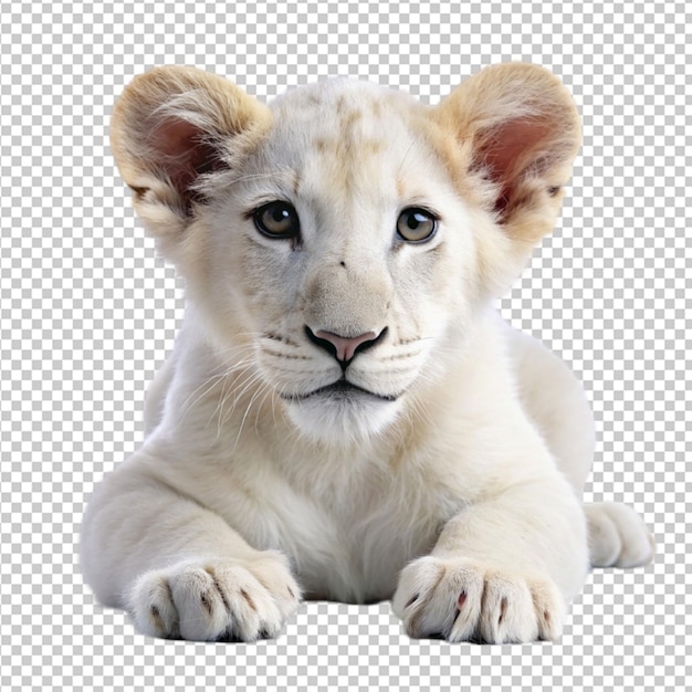 PSD white and black cute baby lion