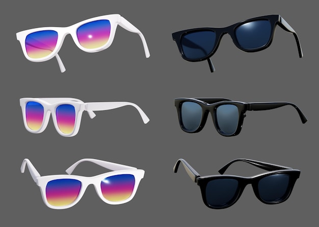 white and black sunglasses 3D graphics