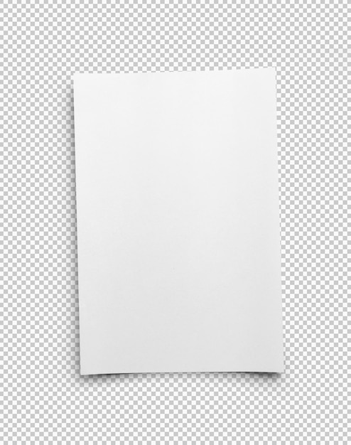 PSD white blank paper page with shadow isolated on white background