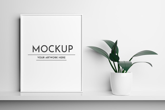 White Blank Photo Frame Mockup Desk 3D Picture Frame Premium Psd