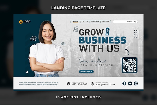 White Blue Business Landing Page Template