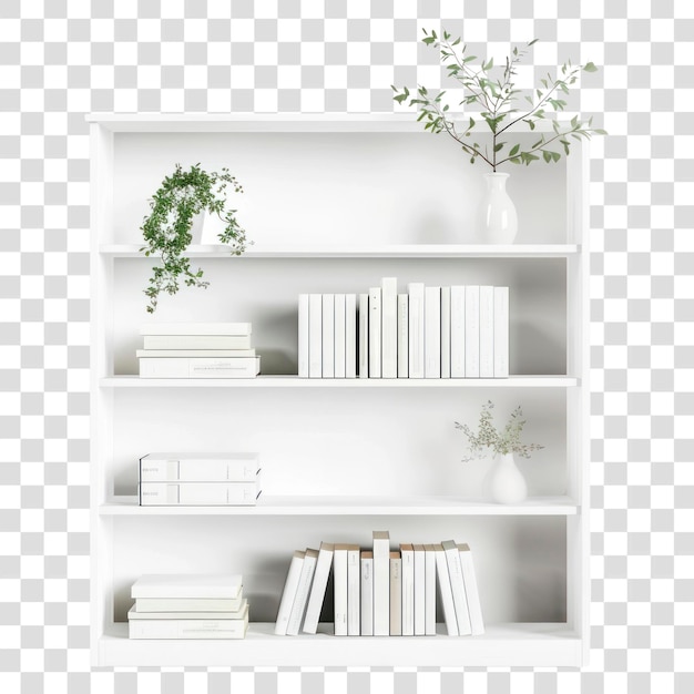 White bookshelf furniture bookcase plant