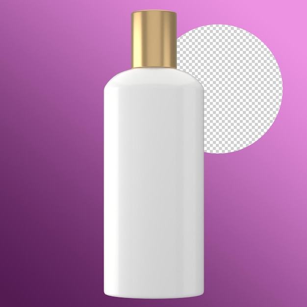 A white bottle of white perfume with a gold cap.