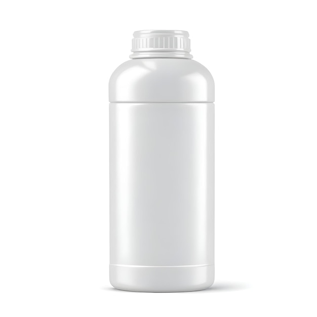 a white bottle with a white cap and a white cap