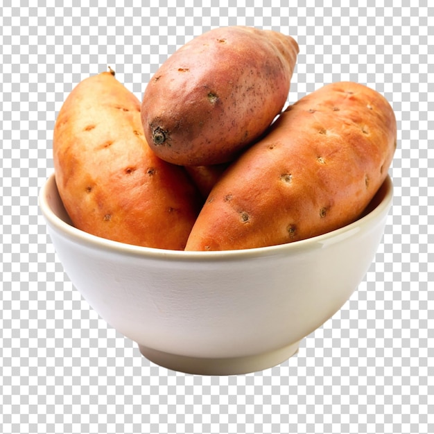 A white bowl potatoes on transparent background