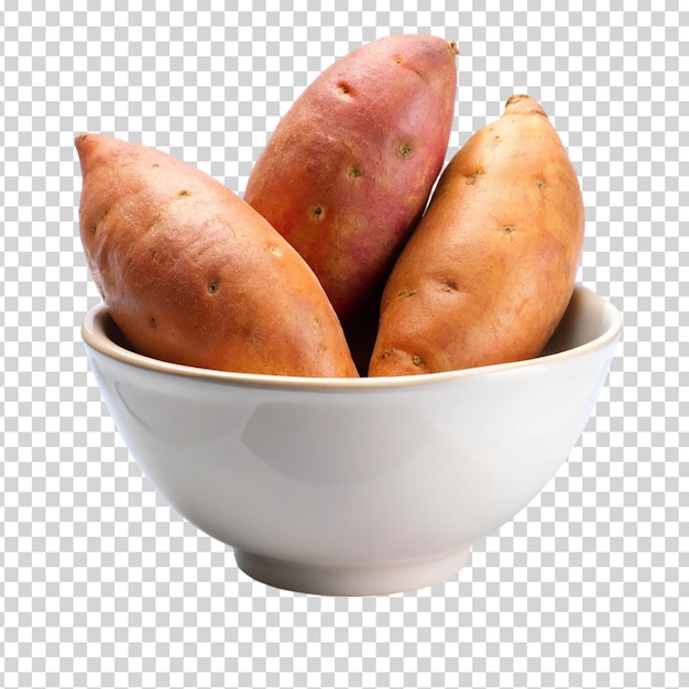 A white bowl potatoes on transparent background