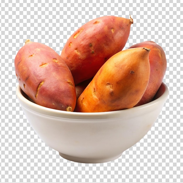 A white bowl potatoes on transparent background