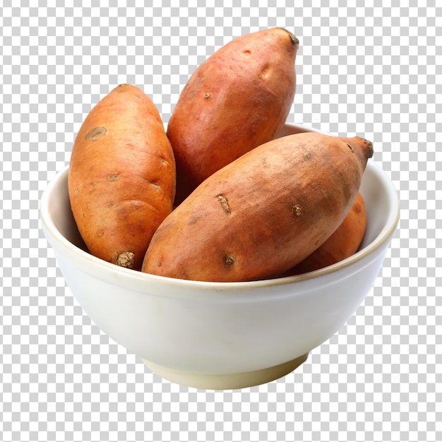 A white bowl potatoes on transparent background