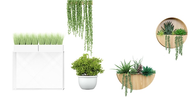 A white box with plants on it and a white box with the word green on it