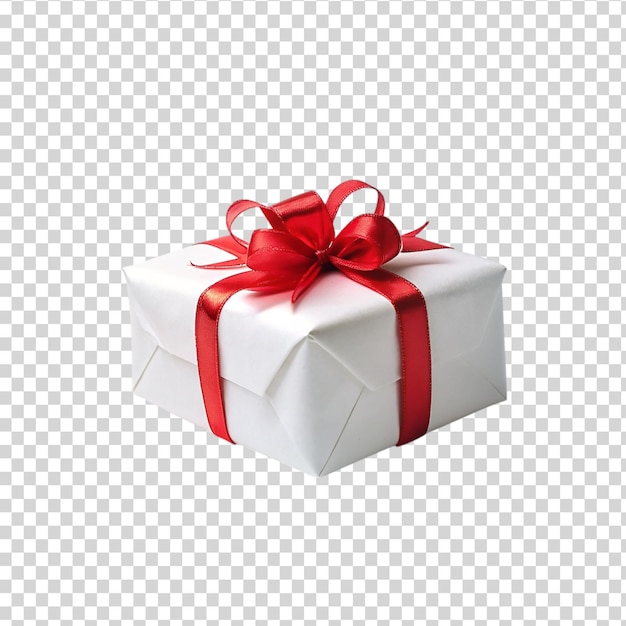 A white box with a red ribbon on transparent background