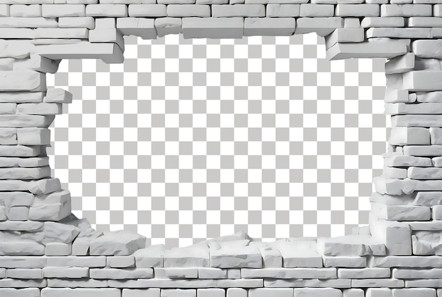 a white brick pattern wall frame with a hole