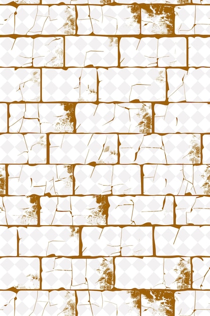 PSD a white brick wall with a pattern of cracked and cracked white bricks