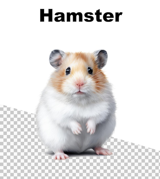 A white and brown hamster with the name hamster on it