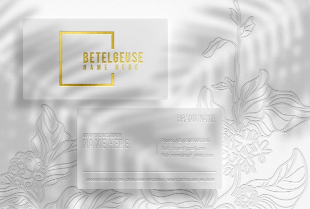 white business cards with gold embossed mockup