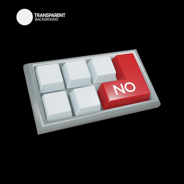 A white button with the word no on it