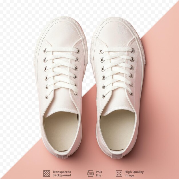 PSD white canvas shoes on transparent background