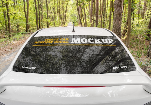 White car window decal mockup