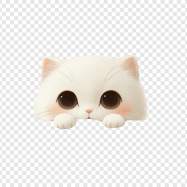 PSD a white cat with eyes on a transparent background