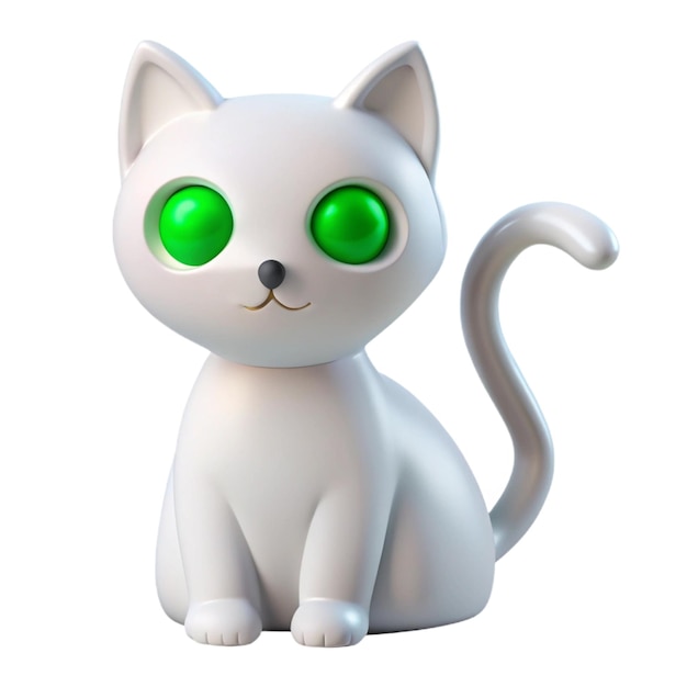 a white cat with green eyes and a black nose