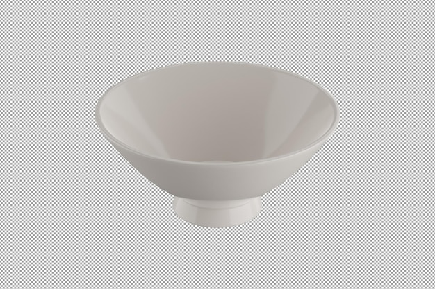 White ceramic bowl on alpha background 3D rendering