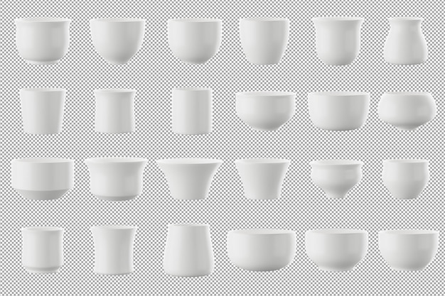 White ceramic cup or mug on alpha background 3D rendering