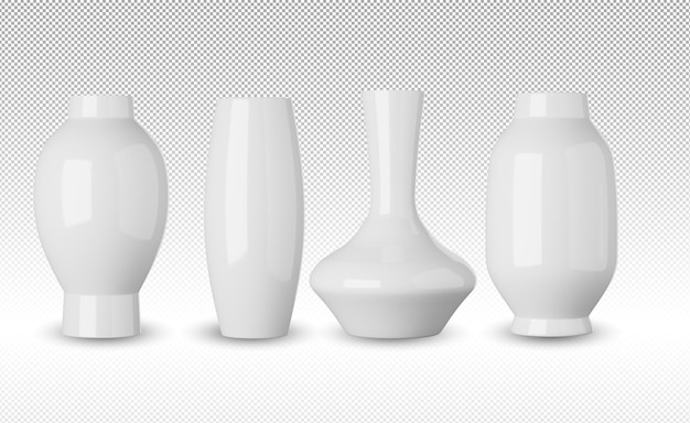 White ceramic vase isolated on alpha background 3d rendering