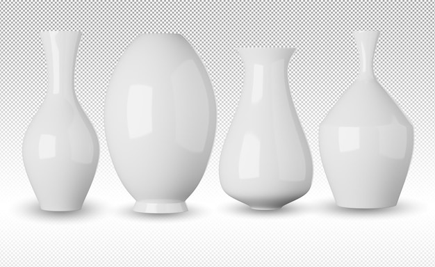 White ceramic vase isolated on alpha background 3d rendering