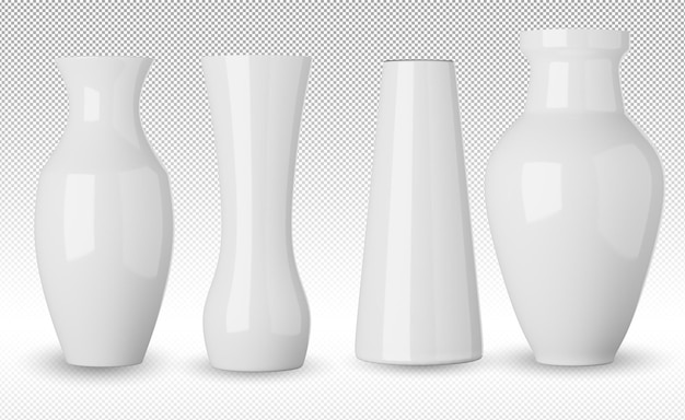 White ceramic vase isolated on alpha background 3d rendering