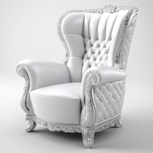 PSD a white chair with a white back and a silver design