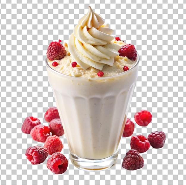 white chocolate raspberry milkshake isolatedon transparent background