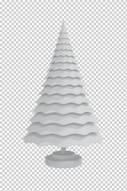 White Christmas tree isolated 3D rendering