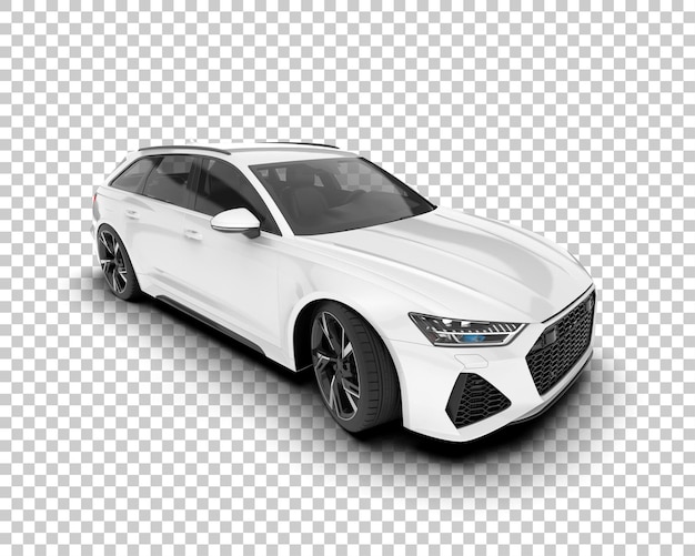 White city car on transparent background 3d rendering illustration