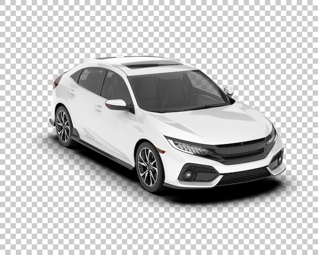 White city car on transparent background 3d rendering illustration