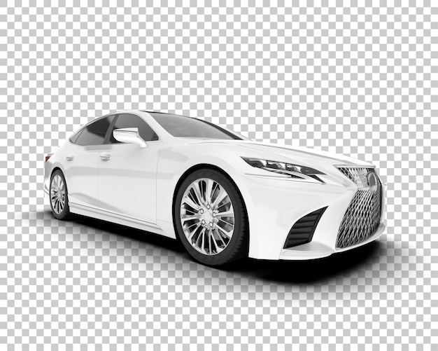 White city car on transparent background 3d rendering illustration