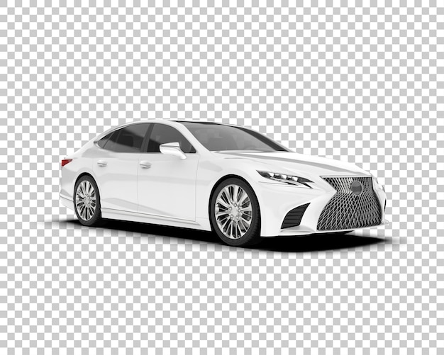 White city car on transparent background 3d rendering illustration