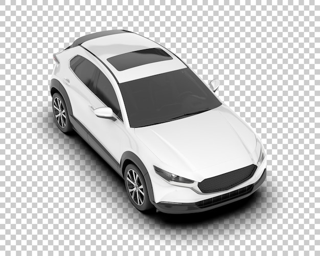 White city car on transparent background 3d rendering illustration