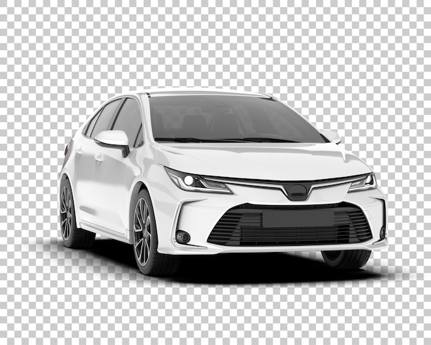 White city car on transparent background 3d rendering illustration