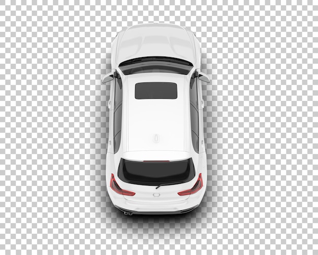 White city car on transparent background 3d rendering illustration