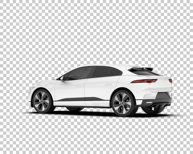 White city car on transparent background 3d rendering illustration