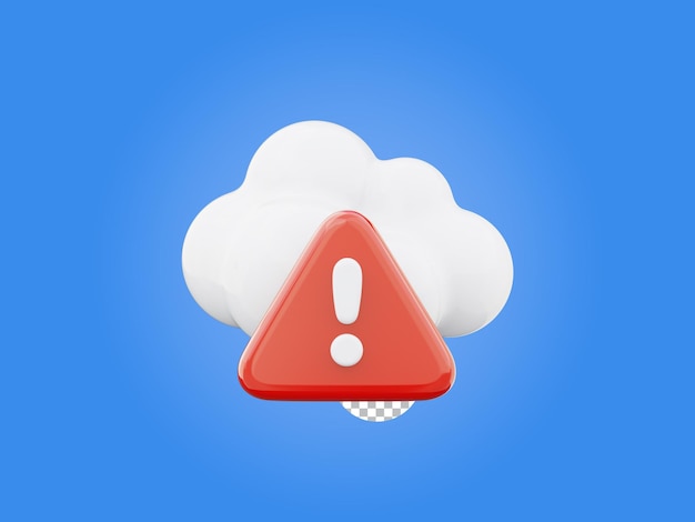 White cloud alert warning symbol triangle collection 3d render illustration