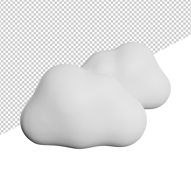 White Cloud Sky front view 3d rendering icon illustration on transparent background