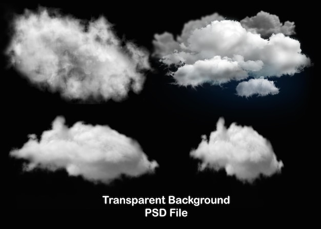 White clouds PSD file transparent background