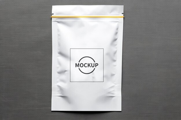 PSD white coffee bag advertising mockup in background