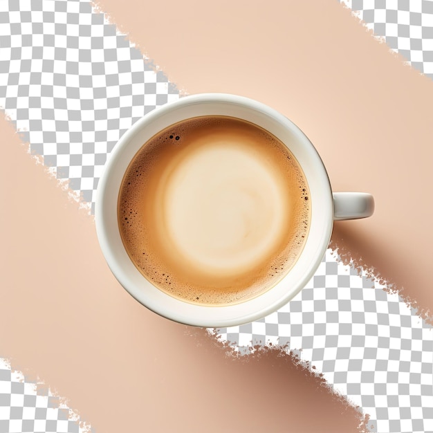 White coffee cup seen from above on transparent background