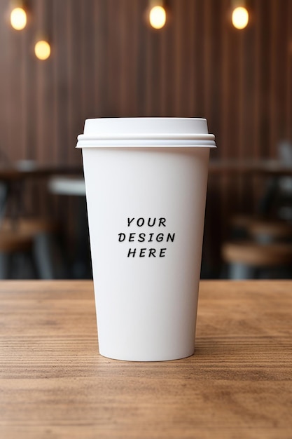 a white coffee cup with the words your design design on it