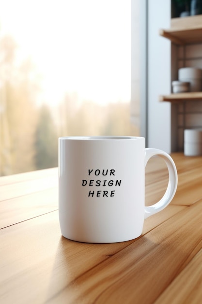 a white coffee mug with the words your design here here here here here