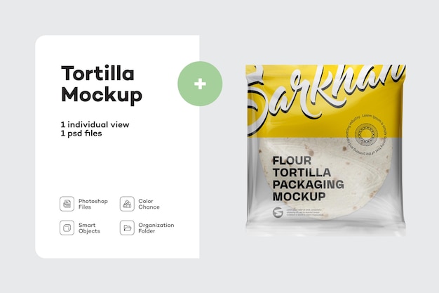 White Corn Tortillas Packaging Mockup