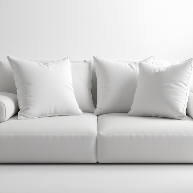 PSD a white couch with pillows on it and a white pillow on the left side